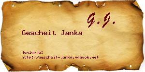 Gescheit Janka névjegykártya
